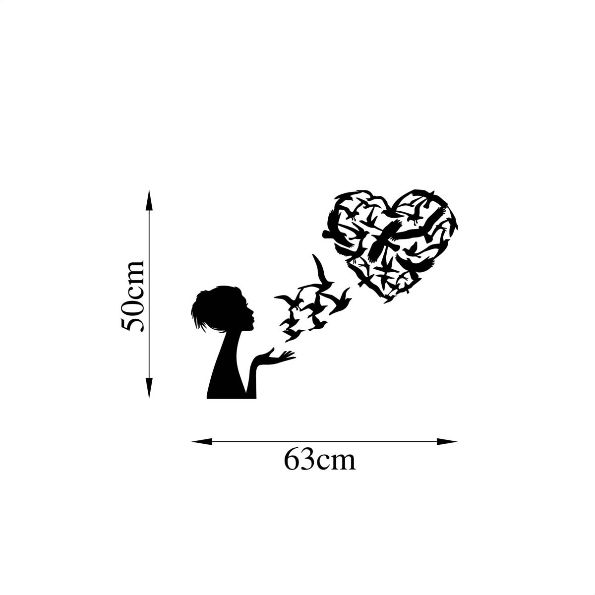 Διακοσμητικό Τοίχου (63X50) A-G Birds Woman Heart 891Tnl3143 Παιδικά Διακόσμηση Παιδικού Δωματίου Διακοσμητικά για Κορίτσια Spitishop