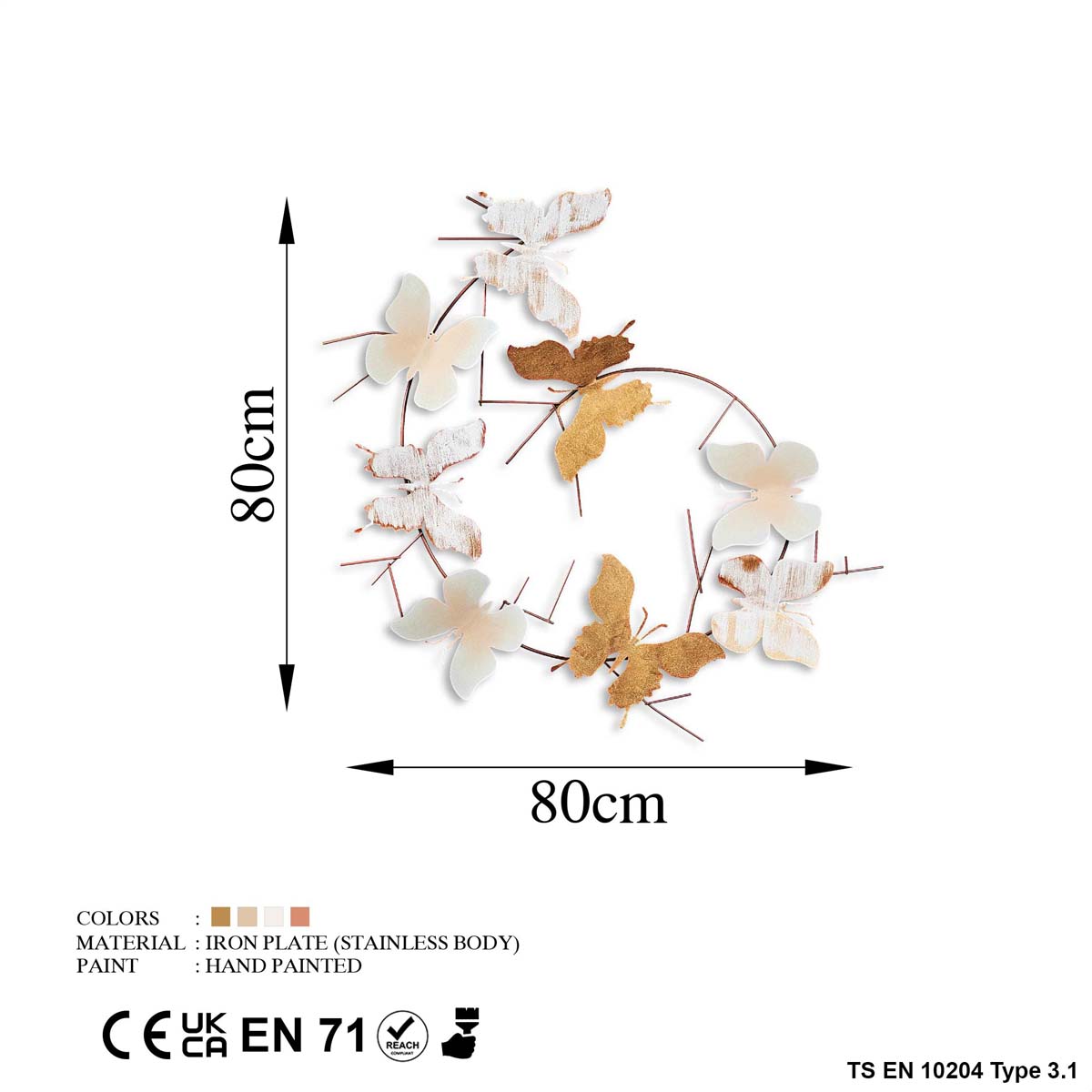 Διακοσμητικό Τοίχου (80X80) A-G Butterflies 891Tnl2384 Παιδικά Διακόσμηση Παιδικού Δωματίου Διακοσμητικά για Κορίτσια Spitishop