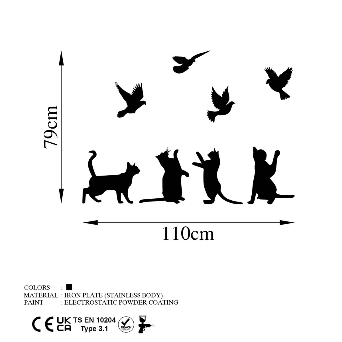 Διακοσμητικό Τοίχου (110X79) A-G Birds Playing With Cats 899Skl2553 Παιδικά Διακόσμηση Παιδικού Δωματίου Διακοσμητικά για Κορίτσια Spitishop