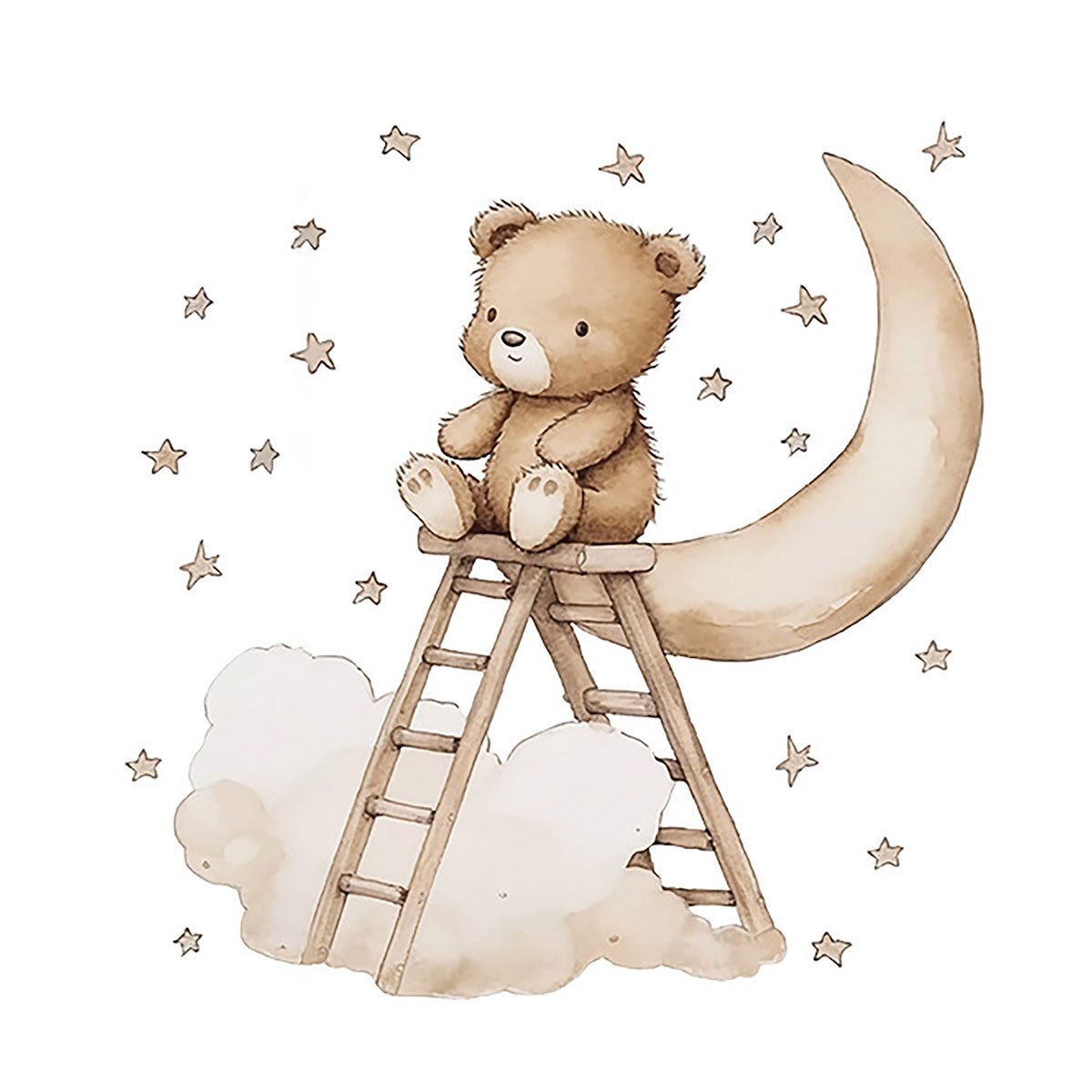 Παιδικά Αυτοκόλλητα Τοίχου Sipo Boho Teddy Bear On A Ladder SIP-WS63047