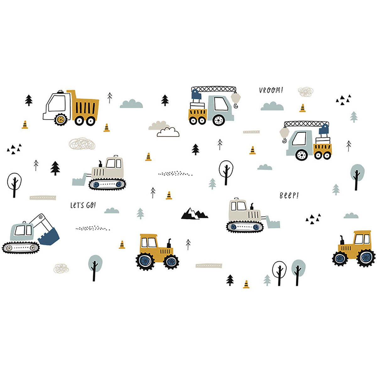 Παιδικά Αυτοκόλλητα Τοίχου Sipo Tractors-Excavators SIP-WS63044