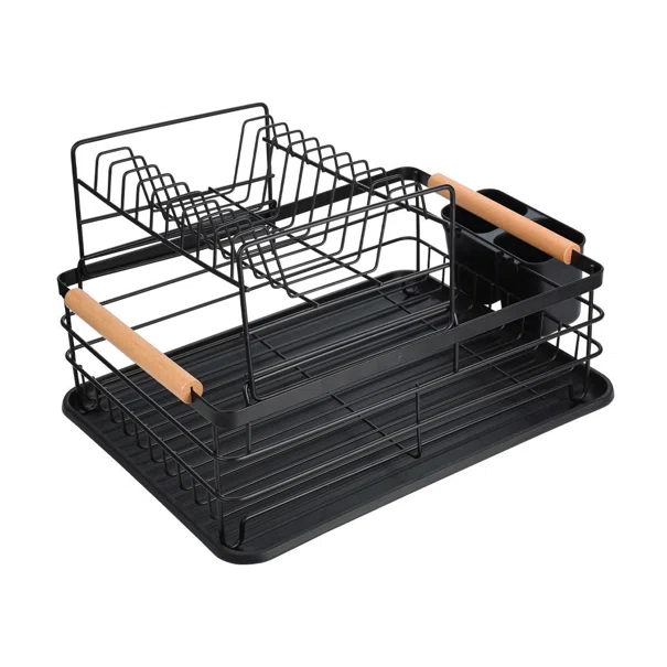 Στραγγιστήρι Πιάτων Διώροφο (41x30x20) Estia Bamboo Essentials Μαύρη 01-