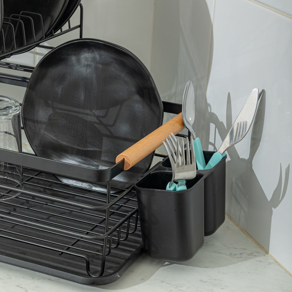 Στραγγιστήρι Πιάτων Διώροφο (41X30X20) Estia Bamboo Essentials Μαύρη 01- Οργάνωση & Αποθήκευση Κουζίνας Νεροχύτη Πιατοθήκες - Κουταλοθήκες Spitishop