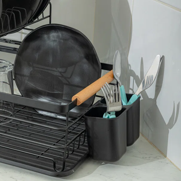 Στραγγιστήρι Πιάτων Διώροφο (41x30x20) Estia Bamboo Essentials Μαύρη 01-