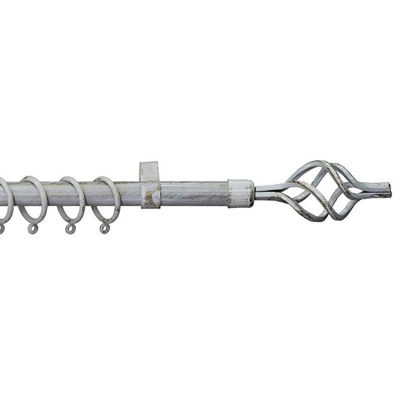 Κουρτινόξυλο Φ19mm Μονό Επεκτεινόμενο 120-210cm Με Άκρα Grace Lyon White-Gold 596199