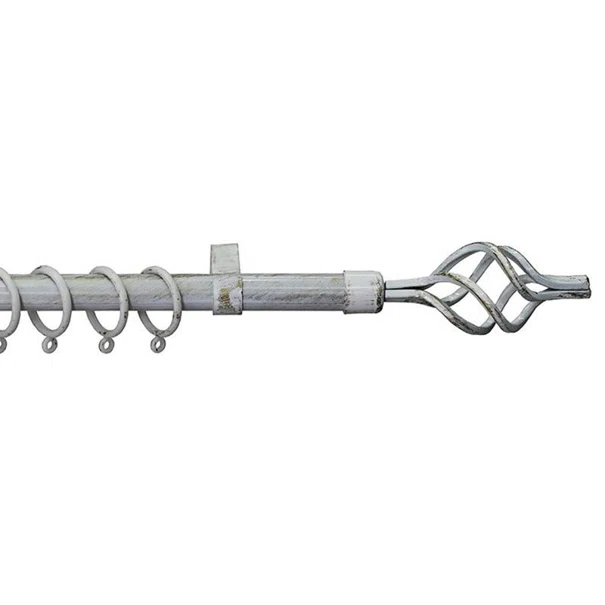 Κουρτινόξυλο Φ19mm Μονό Επεκτεινόμενο 120-210cm Με Άκρα Grace Lyon White-Gold 596199