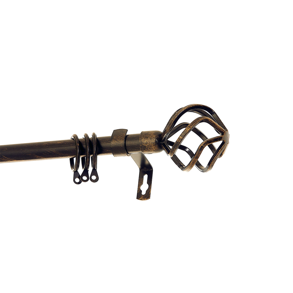 Κουρτινόξυλο Φ19mm Μονό Επεκτεινόμενο 120-210cm Με Άκρα Grace Ball Cage Black-Gold 790122