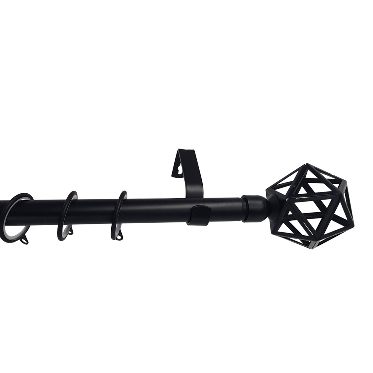 Κουρτινόξυλο Φ19mm Μονό Επεκτεινόμενο 120-210cm Με Άκρα Grace Black Mat 999378