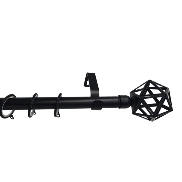 Κουρτινόξυλο Φ19mm Μονό Επεκτεινόμενο 120-210cm Με Άκρα Grace Black Mat 999378