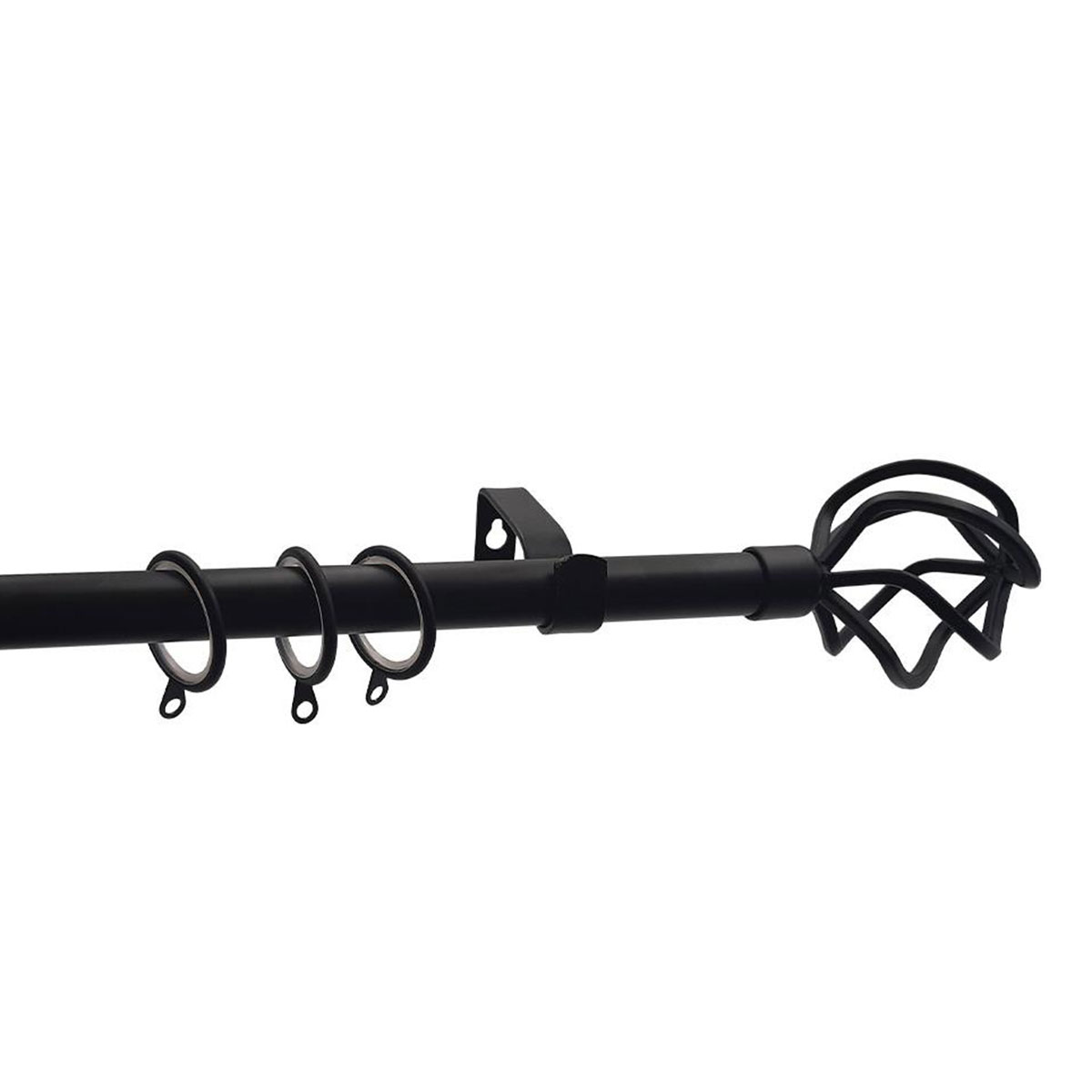 Κουρτινόξυλο Φ19mm Μονό Επεκτεινόμενο 160-300cm Με Άκρα Grace Ball Cage Black Mat 790224