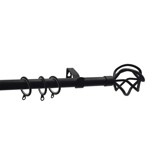 Κουρτινόξυλο Φ19mm Μονό Επεκτεινόμενο 160-300cm Με Άκρα Grace Ball Cage Black Mat 790224