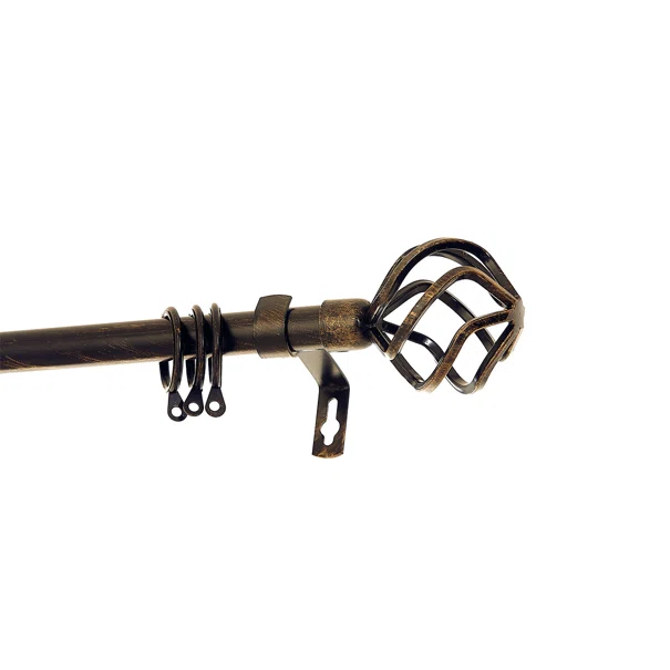 Κουρτινόξυλο Φ19mm Μονό Επεκτεινόμενο 160-300cm Με Άκρα Grace Ball Cage Black-Gold 790222