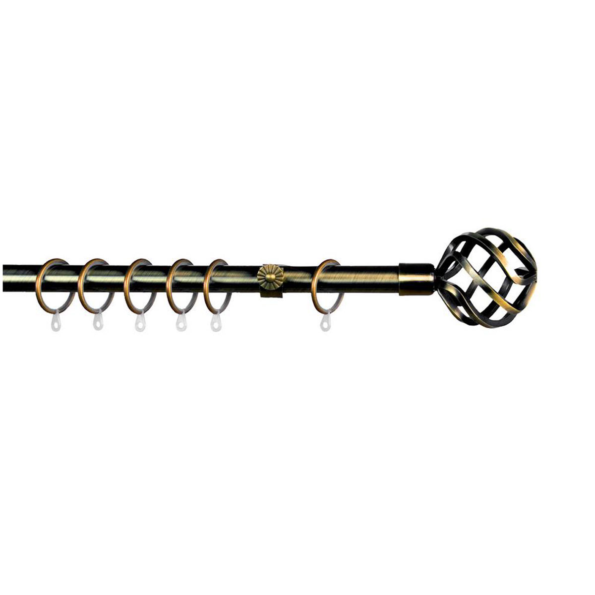 Κουρτινόξυλο Φ19mm Μονό Επεκτεινόμενο 120-210cm Με Άκρα Grace Ball Cage Bronze 790126