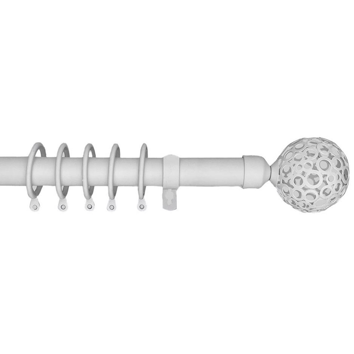 Κουρτινόξυλο Φ25mm Μονό Επεκτεινόμενο 140-240cm Με Άκρα Grace Lilie White Mat 599179