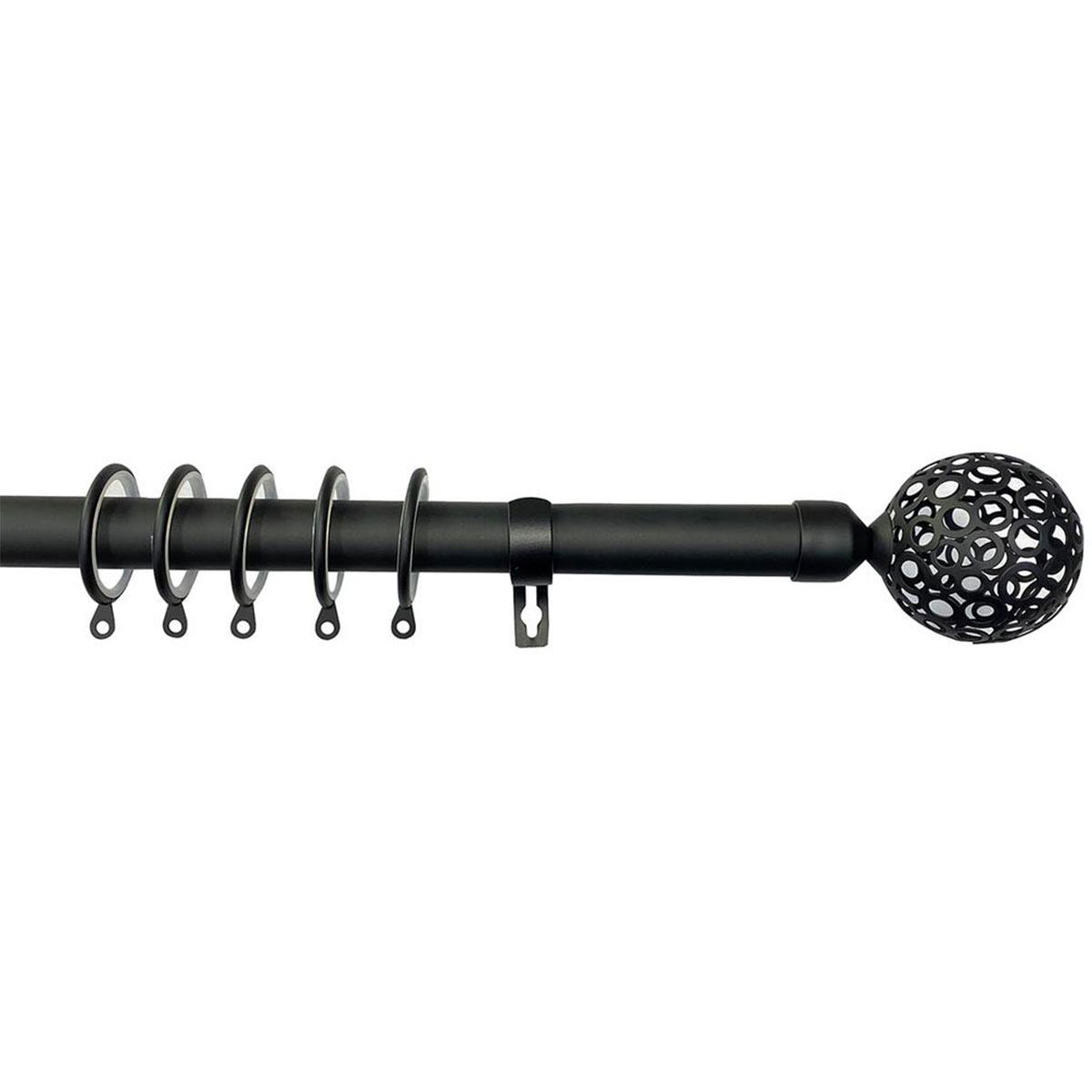 Κουρτινόξυλο Φ25mm Μονό Επεκτεινόμενο 140-240cm Με Άκρα Grace Lilie Black Mat 599177