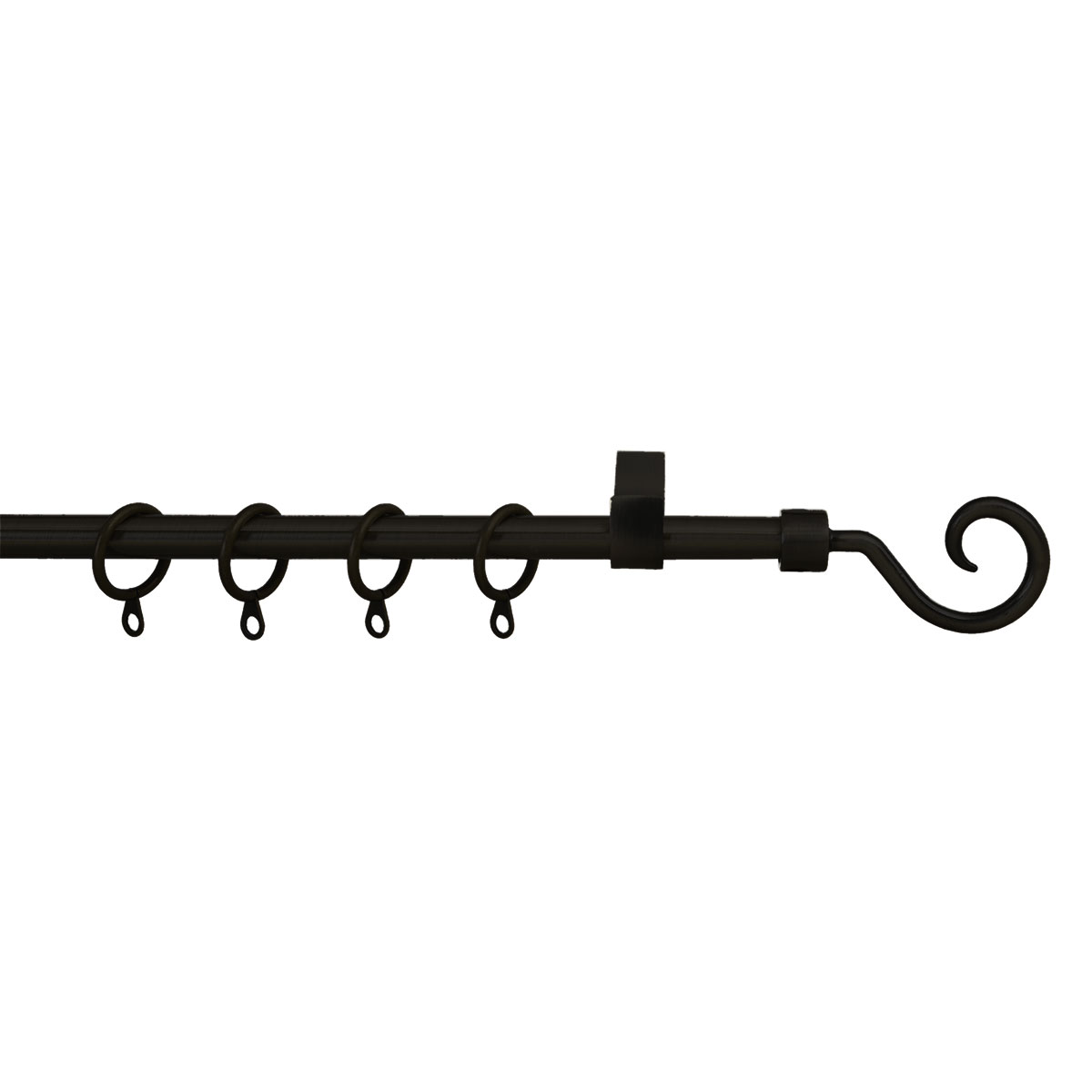 Κουρτινόξυλο Φ12mm Μονό Επεκτεινόμενο 60-120cm Με Άκρα Grace Clasp Black Mat 720143