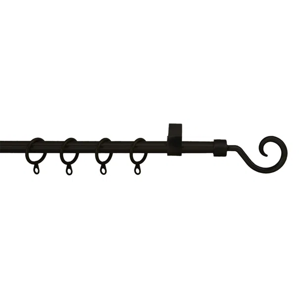 Κουρτινόξυλο Φ12mm Μονό Επεκτεινόμενο 60-120cm Με Άκρα Grace Clasp Black Mat 720143