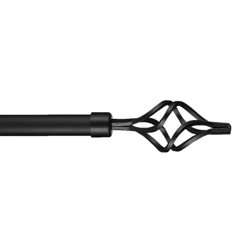 Κουρτινόξυλο Φ12mm Μονό Επεκτεινόμενο 60-120cm Με Άκρα Grace Spade Black Mat 720132