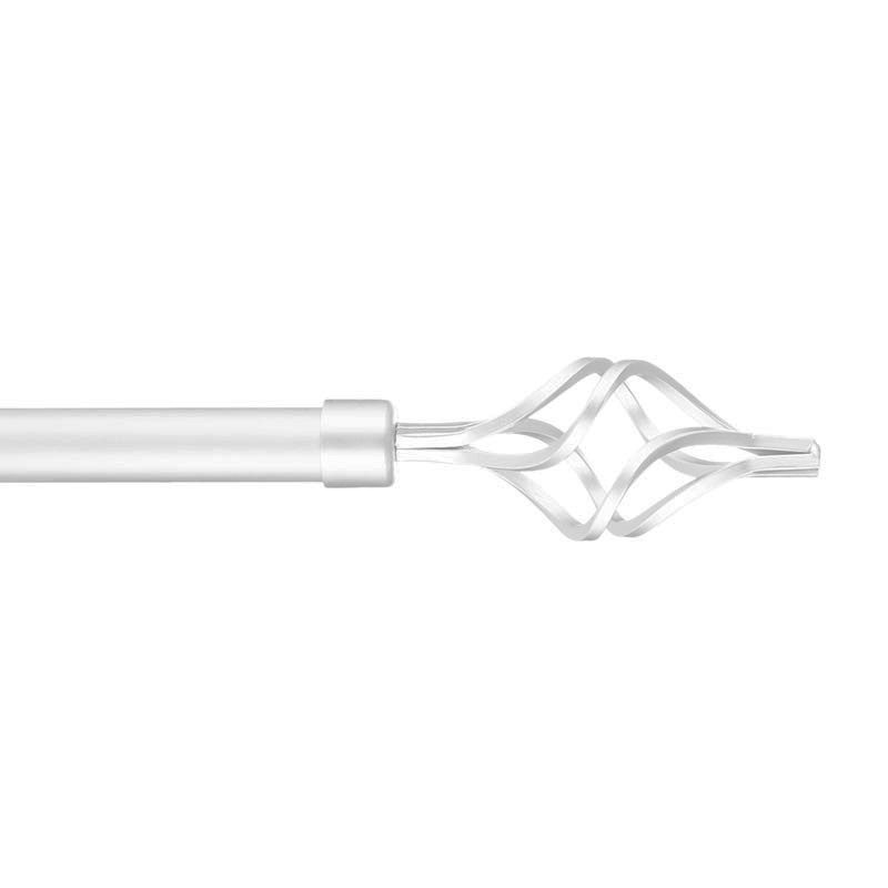 Κουρτινόξυλο Φ12mm Μονό Επεκτεινόμενο 60-120cm Με Άκρα Grace Spade White Mat 720133