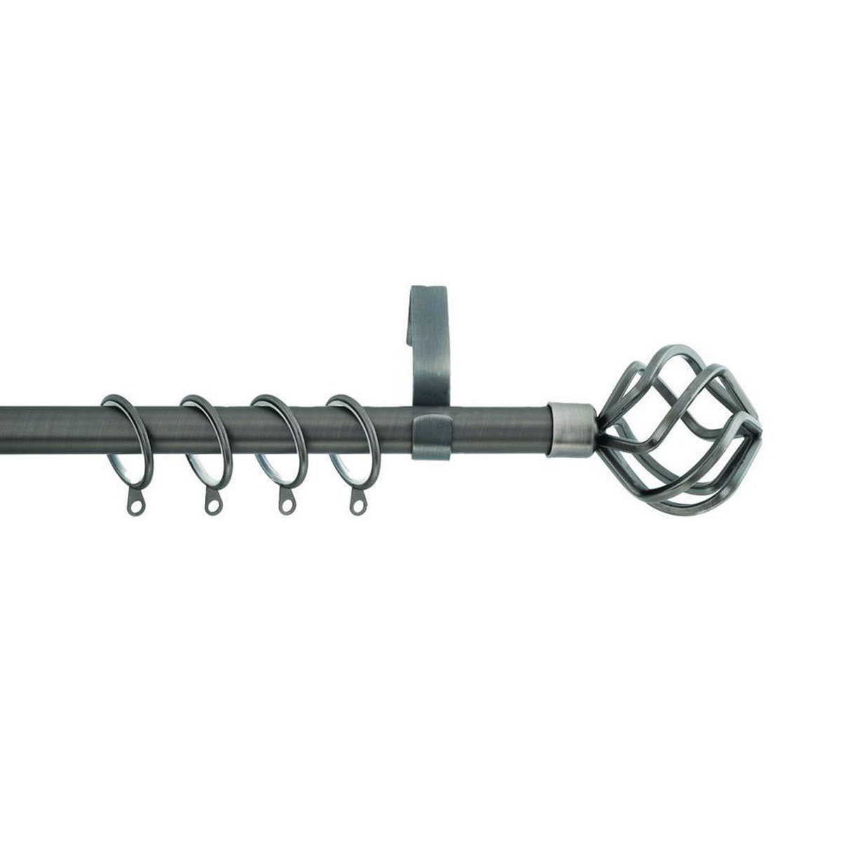 Κουρτινόξυλο Φ19mm Μονό Επεκτεινόμενο 160-300cm Με Άκρα Grace Ball Cage Antrhacite 790297