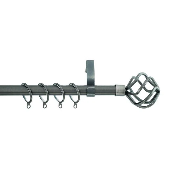 Κουρτινόξυλο Φ19mm Μονό Επεκτεινόμενο 160-300cm Με Άκρα Grace Ball Cage Antrhacite 790297