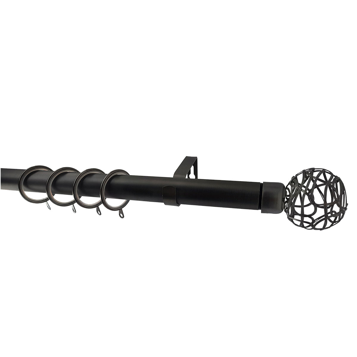 Κουρτινόξυλο Φ28mm Μονό Επεκτεινόμενο 160-300cm Με Άκρα Grace Industrial Black 998185