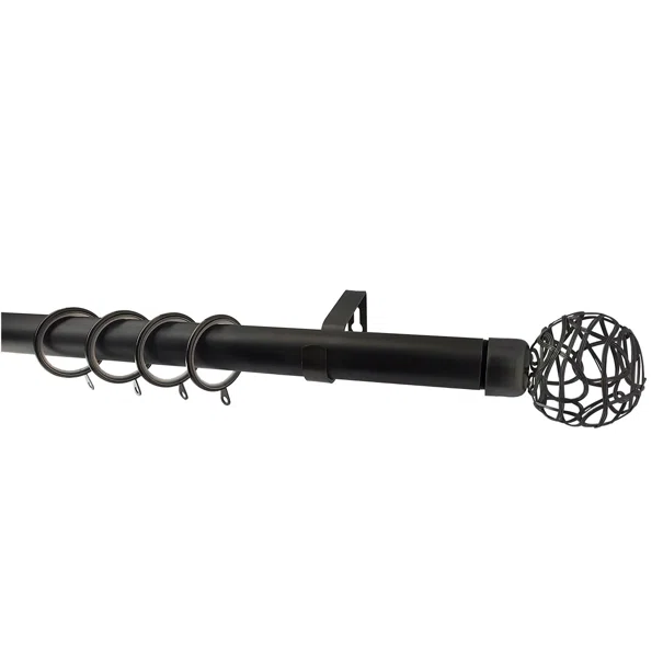 Κουρτινόξυλο Φ28mm Μονό Επεκτεινόμενο 160-300cm Με Άκρα Grace Industrial Black 998185