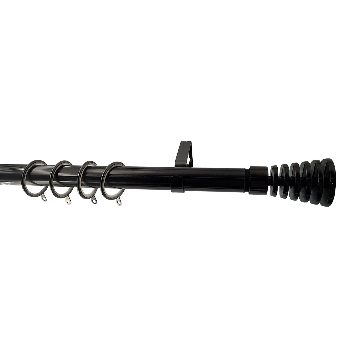 Κουρτινόξυλο Φ28mm Μονό Επεκτεινόμενο 160-300cm Με Άκρα Grace Nikel Black 998436