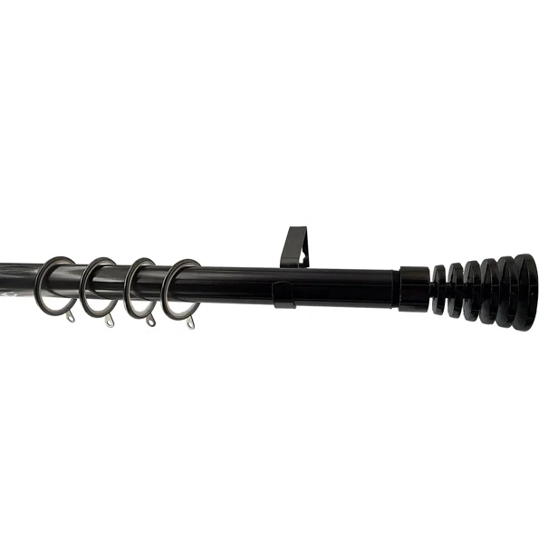 Κουρτινόξυλο Φ28mm Μονό Επεκτεινόμενο 160-300cm Με Άκρα Grace Nikel Black 998436