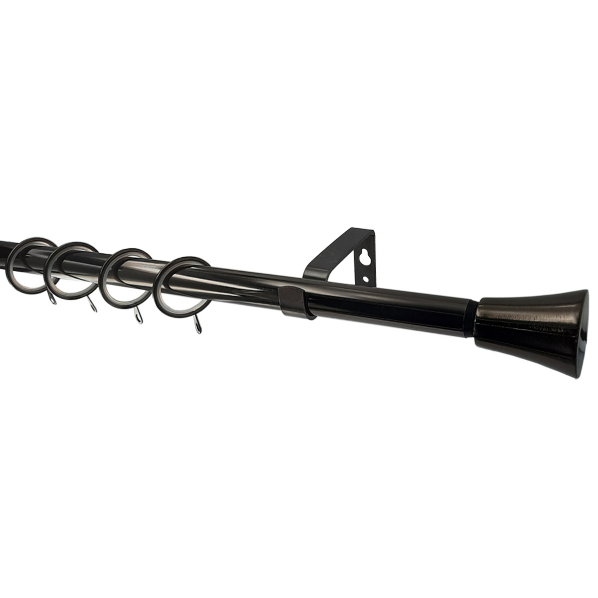 Κουρτινόξυλο Φ19mm Μονό Επεκτεινόμενο 160-300cm Με Άκρα Grace Nikel Black 999296