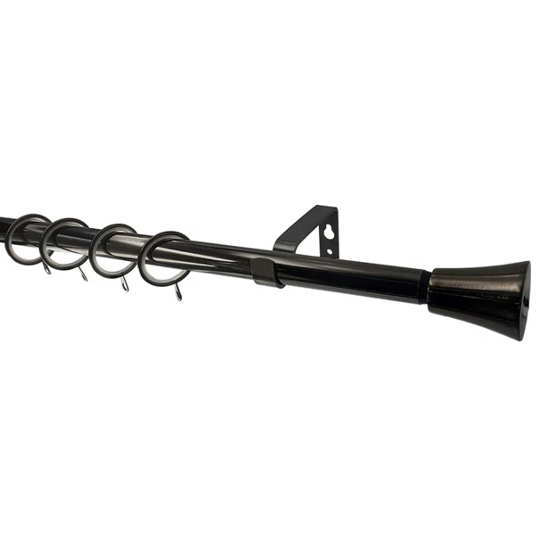 Κουρτινόξυλο Φ19mm Μονό Επεκτεινόμενο 160-300cm Με Άκρα Grace Nikel Black 999296