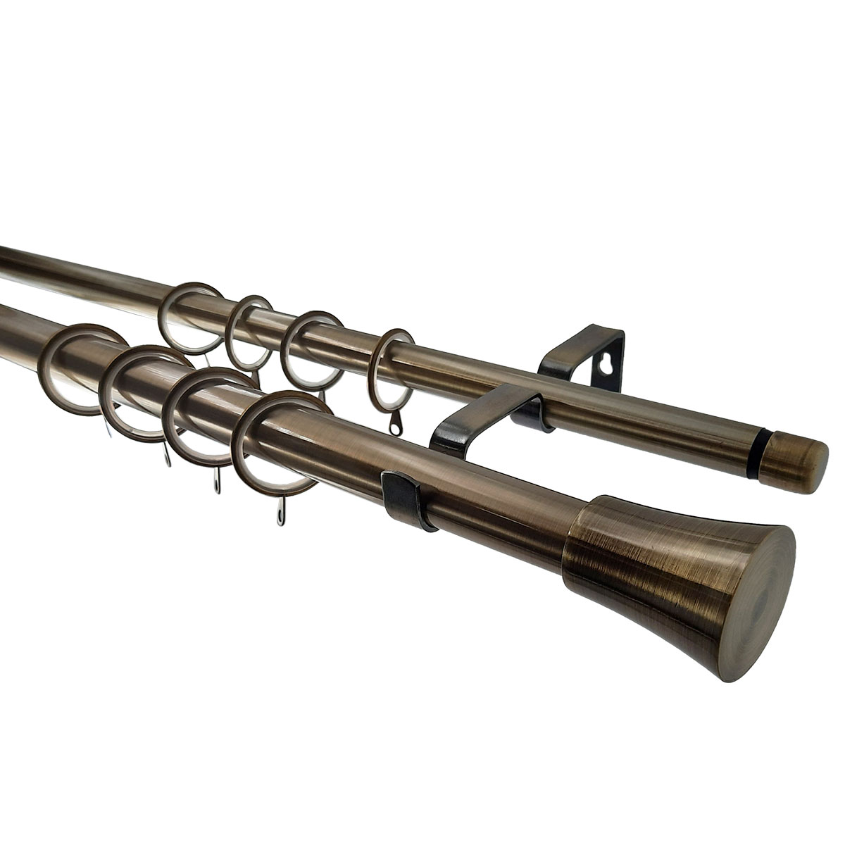 Κουρτινόξυλο Διπλό Επεκτεινόμενο 160-300cm Με Άκρα Grace Bronze 998702