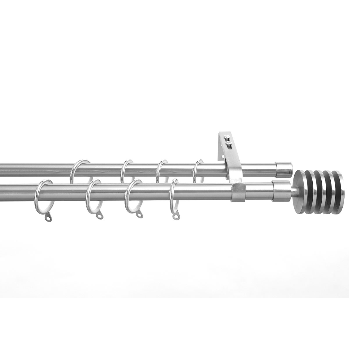 Κουρτινόξυλο Διπλό Επεκτεινόμενο 140-240cm Με Άκρα Grace Chrome 929701