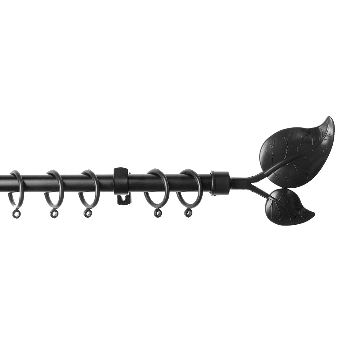 Κουρτινόξυλο Φ19mm Μονό Επεκτεινόμενο 120-210cm Με Άκρα Grace Star Leaves Black 790167