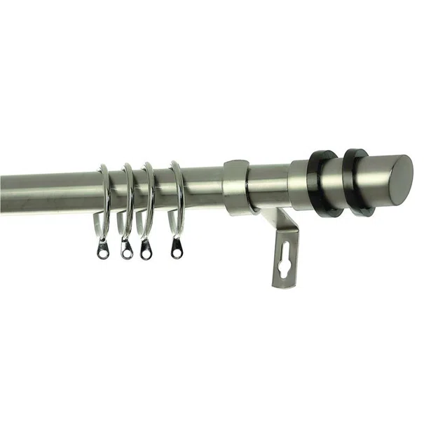 Κουρτινόξυλο Φ28mm Μονό Επεκτεινόμενο 140-240cm Με Άκρα Grace Hope Brushed Chrome 780175