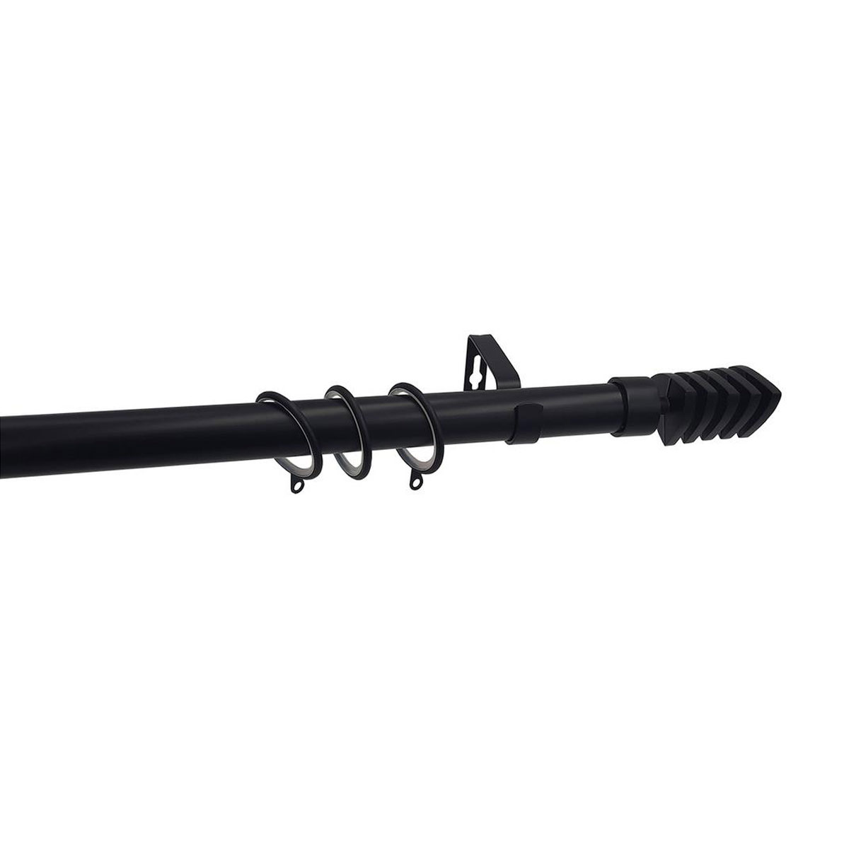 Κουρτινόξυλο Φ28mm Μονό Επεκτεινόμενο 160-300cm Με Άκρα Grace Black Mat 599298