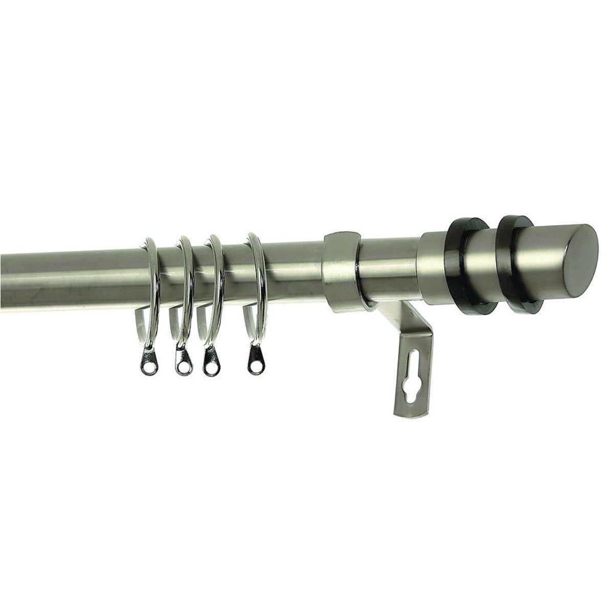 Κουρτινόξυλο Φ28mm Μονό Επεκτεινόμενο 220-400cm Με Άκρα Grace Hope Brushed Chrome 780415