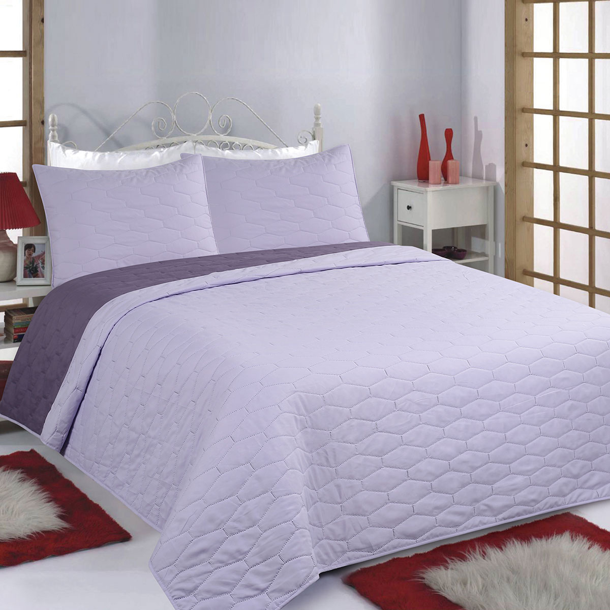 Κουβερλί Μονό (Σετ 170x240) 2 Όψεων Silk Fashion Ruby Lila-Purple