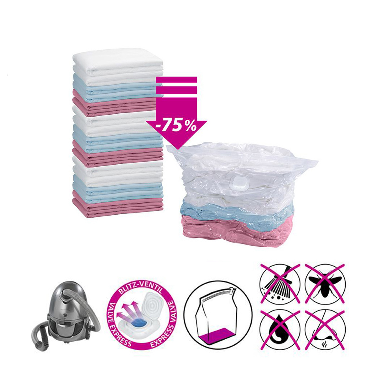 Σακούλα Αποθήκευσης Κενού Αέρος (100X70) Wenko Vacuum Cube L 3792766100 Οργάνωση & Αποθήκευση Ντουλάπας Spitishop