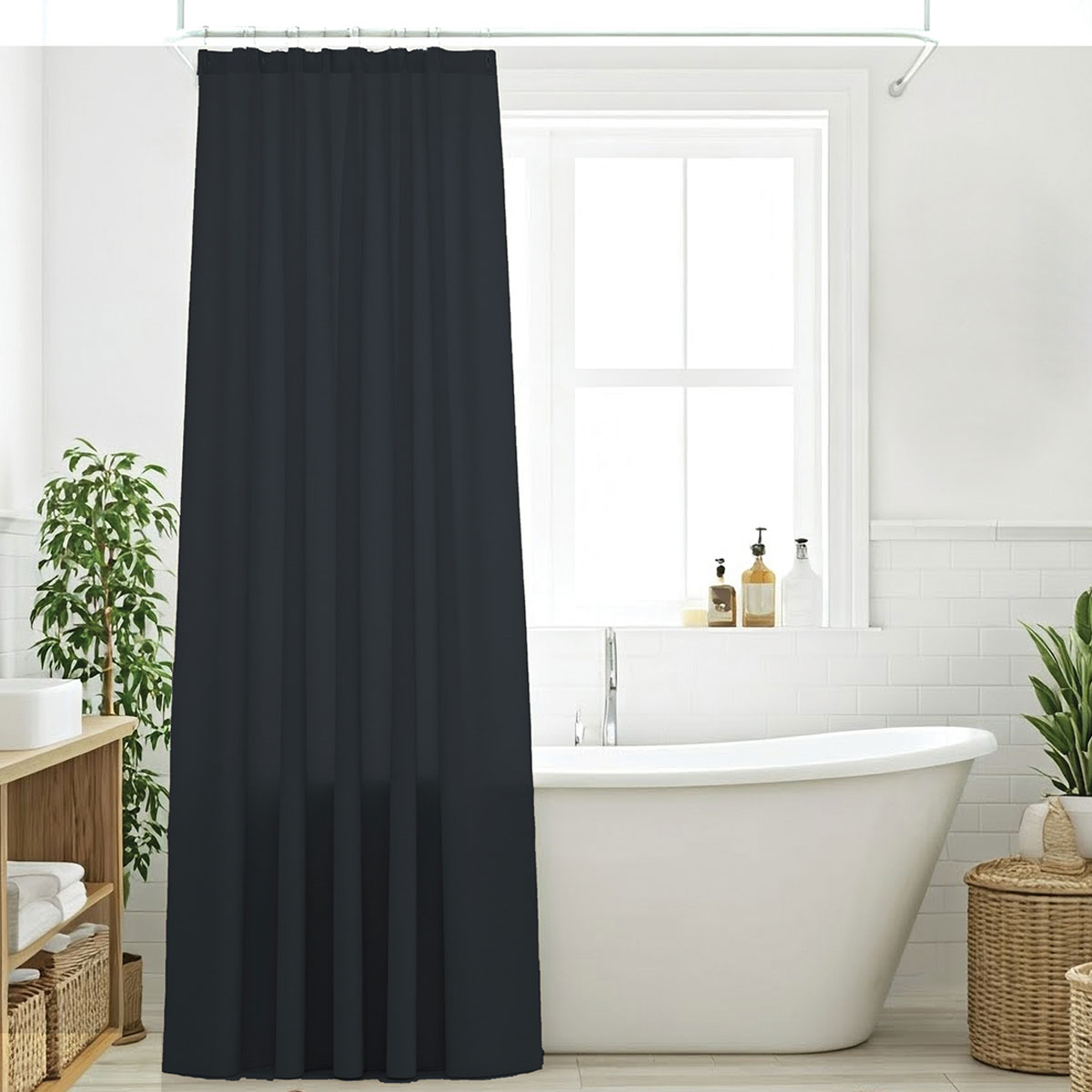 Κουρτίνα Μπάνιου (200x180) Με Κρίκους Das Home Bath 0809 Graphite