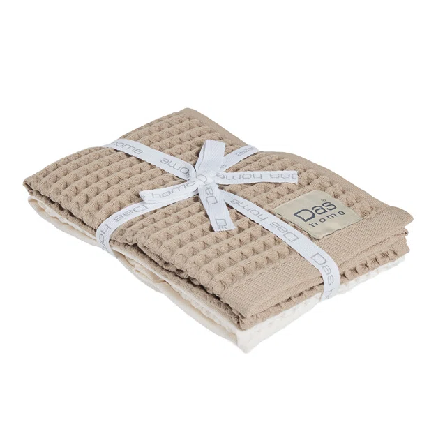 Ποτηρόπανα Πικέ (Σετ 2τμχ) Das Home Kitchen 0800 Ivory-Beige