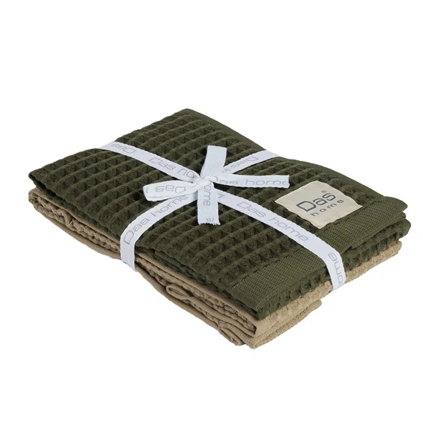 Ποτηρόπανα Πικέ (Σετ 2τμχ) Das Home Kitchen 0802 Olive-Green