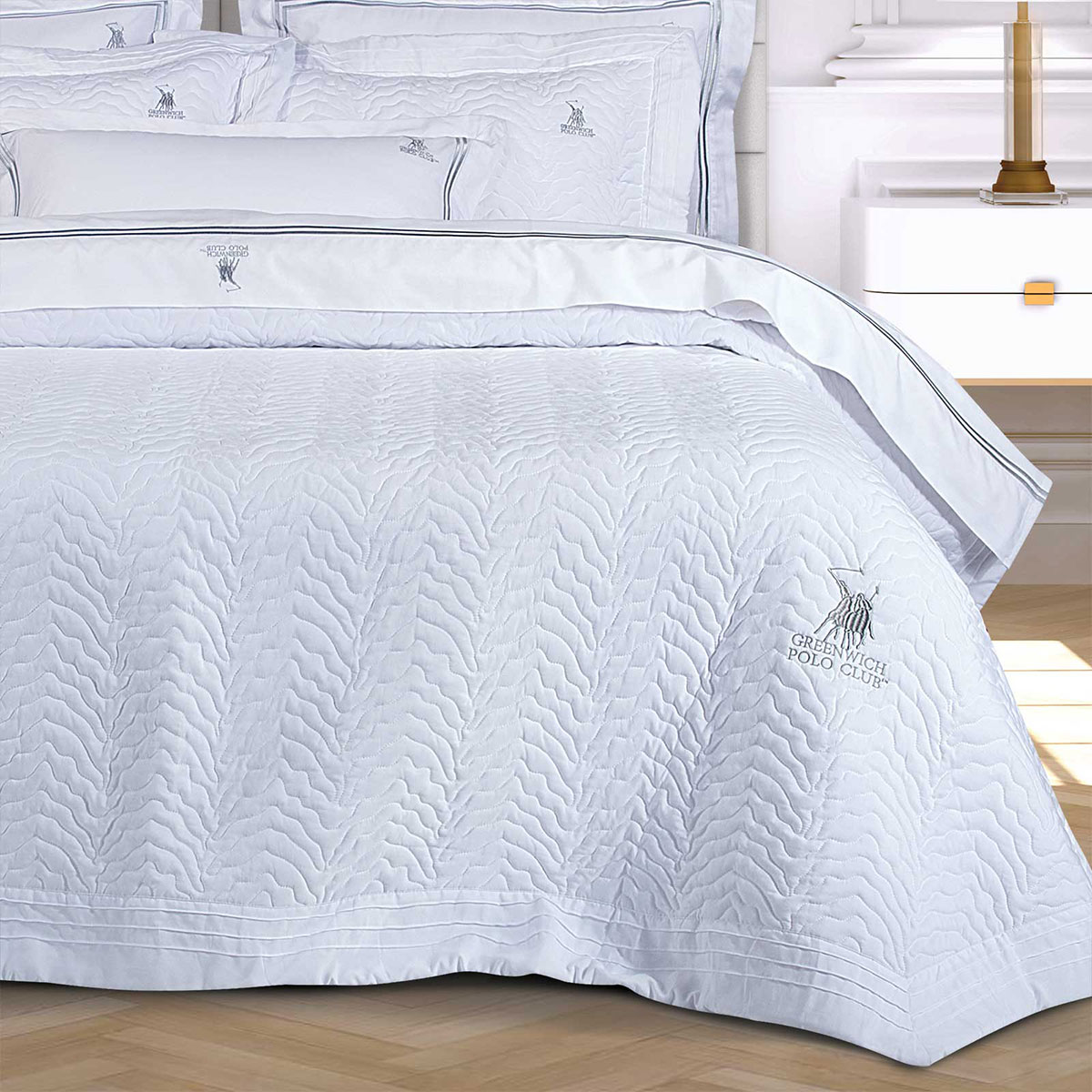 Κουβερλί King Size (240X250) Greenwich Polo Club 2351 White Λευκά Είδη Κρεβατοκάμαρας Spitishop