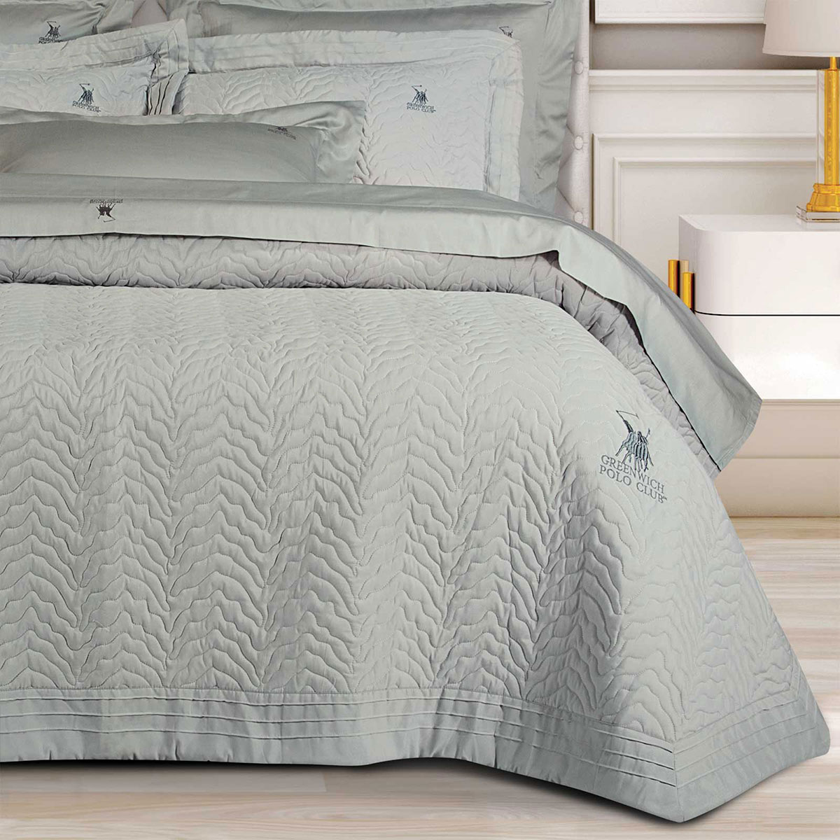 Κουβερλί King Size (240X250) Greenwich Polo Club 2353 Grey Λευκά Είδη Κρεβατοκάμαρας Spitishop