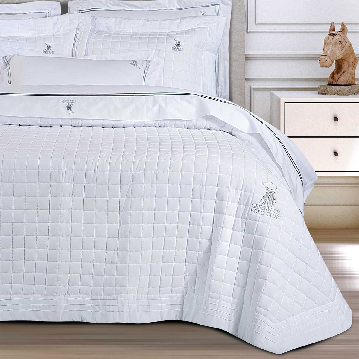 Κουβερλί King Size (240X250) Greenwich Polo Club 2354 White Λευκά Είδη Κρεβατοκάμαρας Spitishop