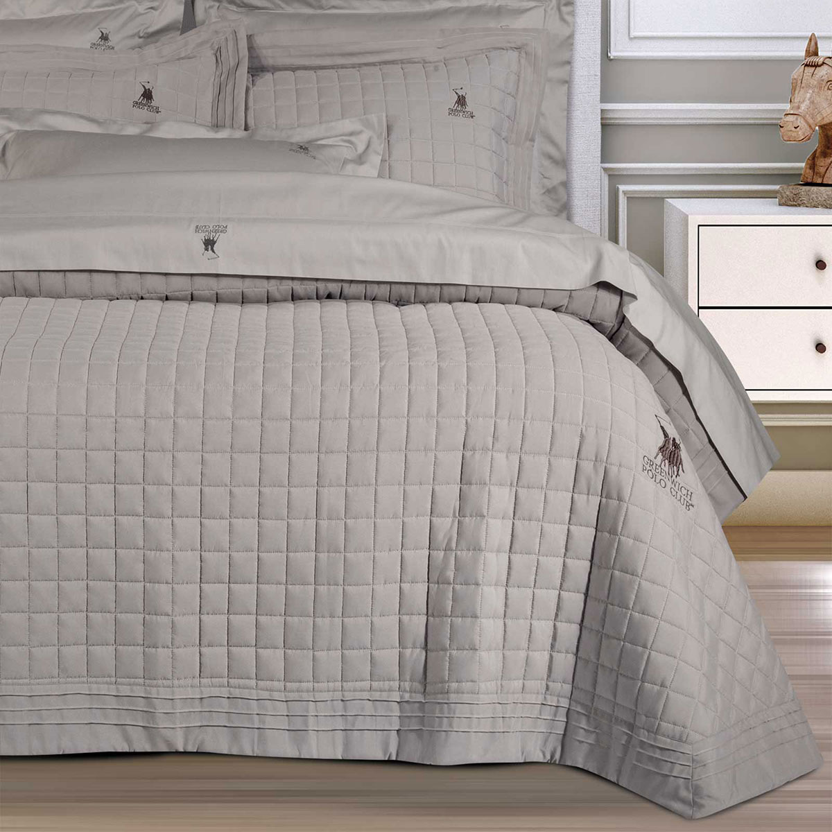 Κουβερλί King Size (240X250) Greenwich Polo Club 2356 Taupe Λευκά Είδη Κρεβατοκάμαρας Spitishop