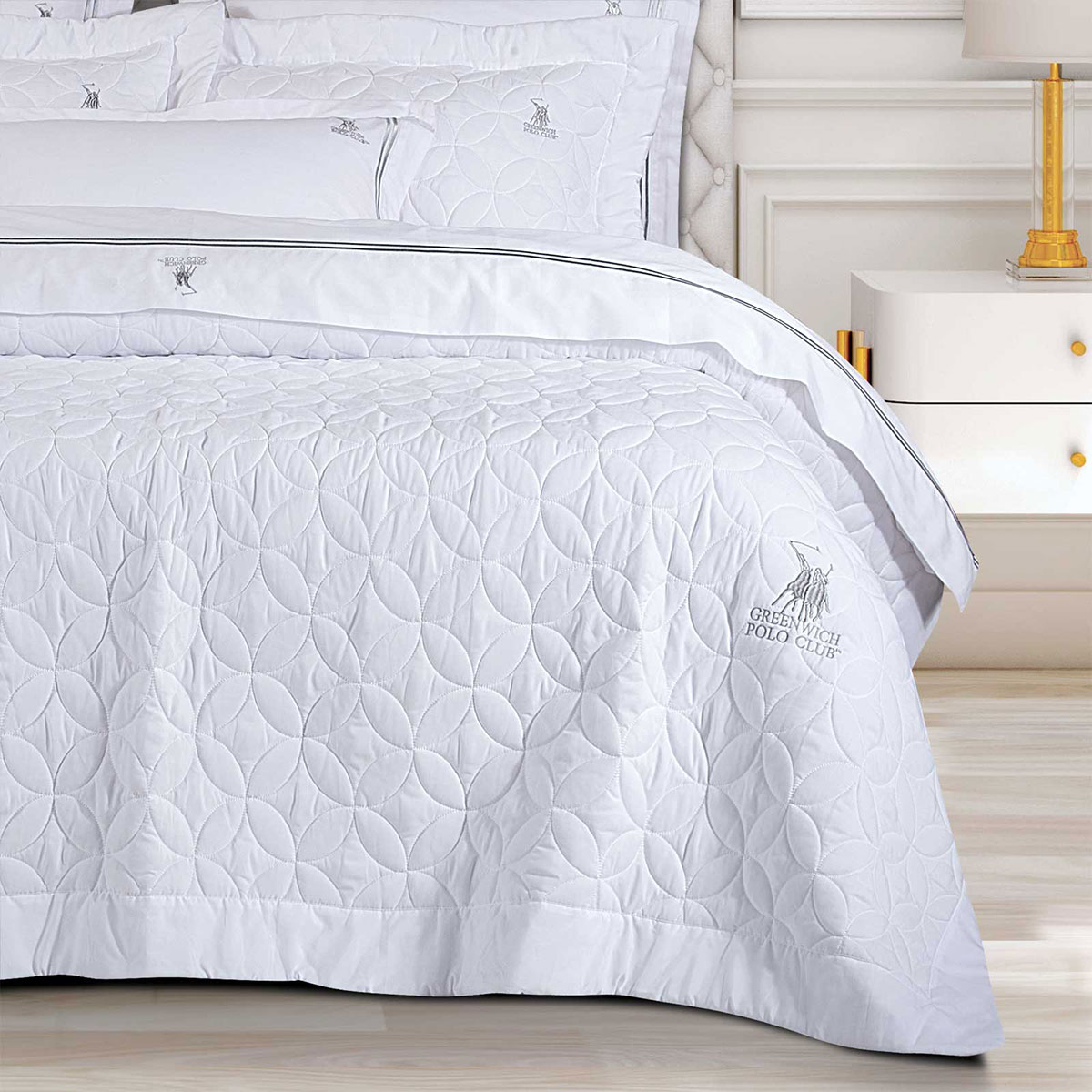 Κουβερλί King Size (240X250) Greenwich Polo Club 2357 White Λευκά Είδη Κρεβατοκάμαρας Spitishop