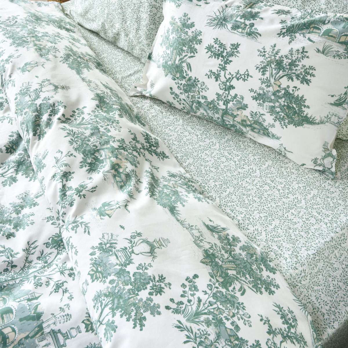 Κουβερλί Υπέρδιπλο (230x250) 2 Όψεων Kentia Stylish Toile 02 Green