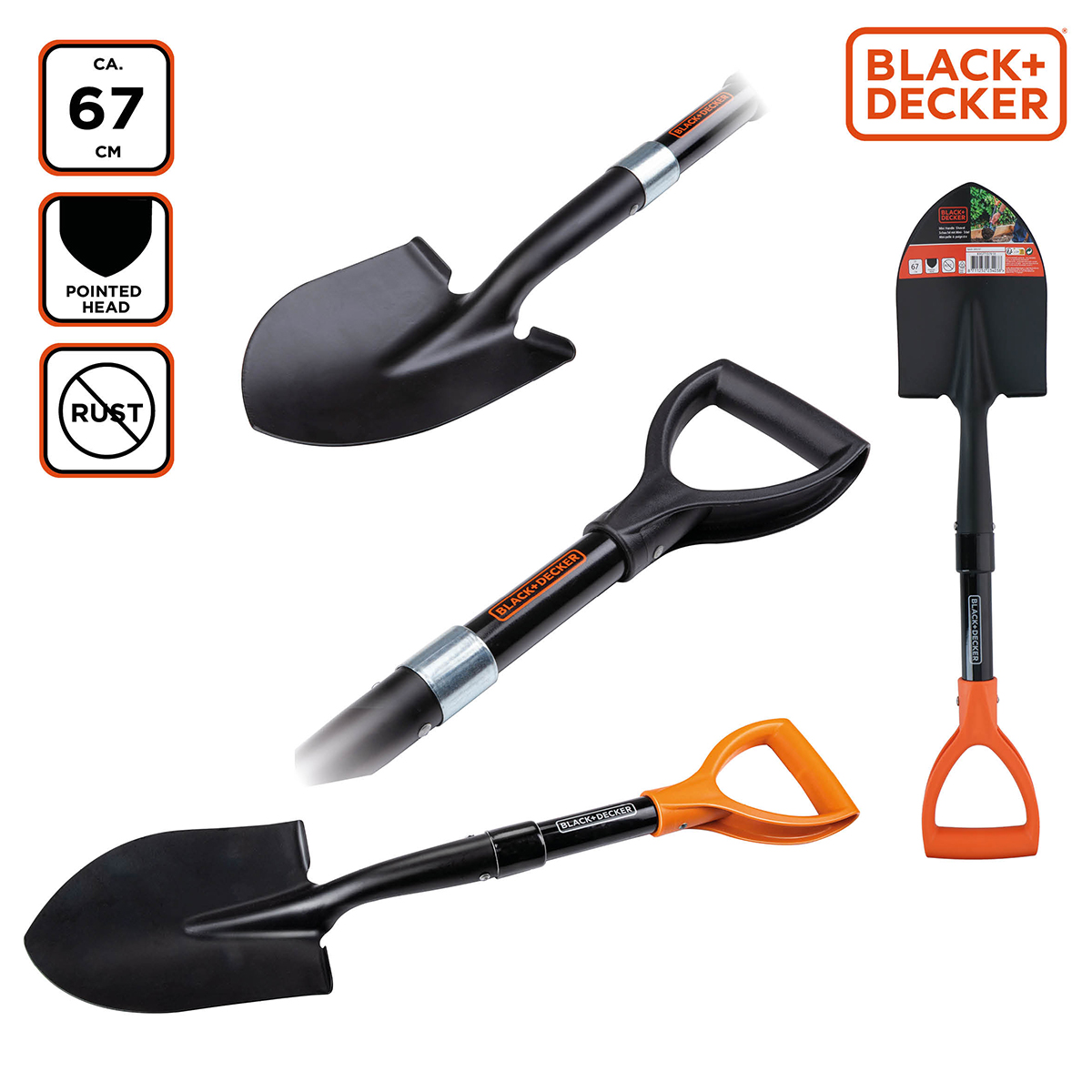 Φτυάρι Χειρός 67Εκ Black+Decker 871125223403 Κήπος Λάστιχα Ποτίσματος & Εργαλεία Κήπου Spitishop