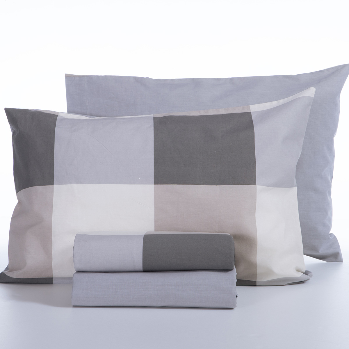 Σεντόνια Μονά (Σετ) Nef-Nef Homeware Casual Check Grey Λευκά Είδη Κρεβατοκάμαρας Σετ Spitishop